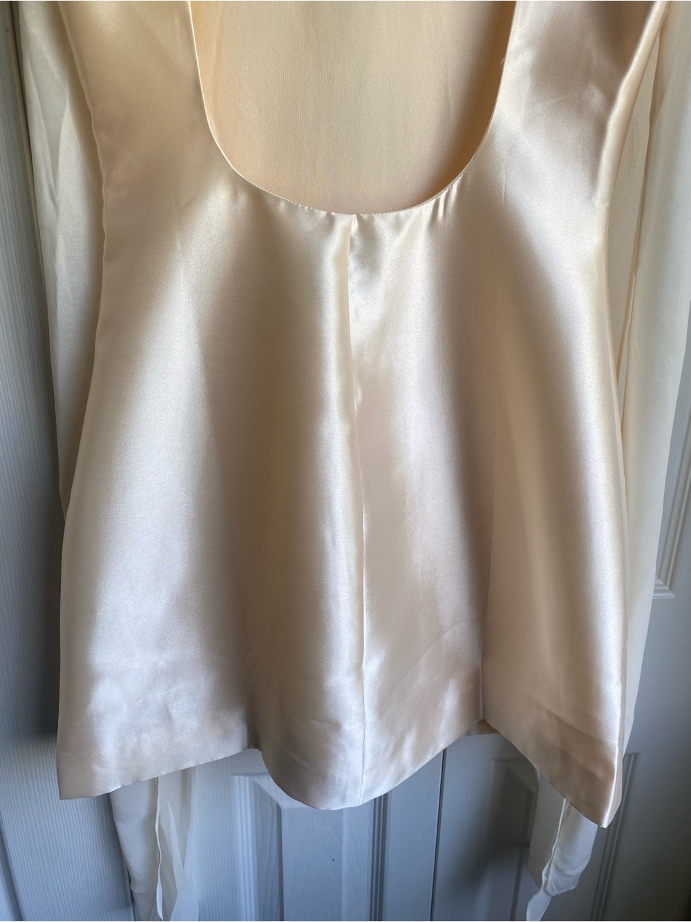 NEW Reformation Ecru Elegant Cream Satin Sheath Mini Dress Size 2 - Picture 10 of 14
